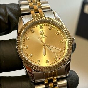 Montres Prestige by Invicta MPW-0271 Diamond Dial Two-Tone 35mm Dress Watch